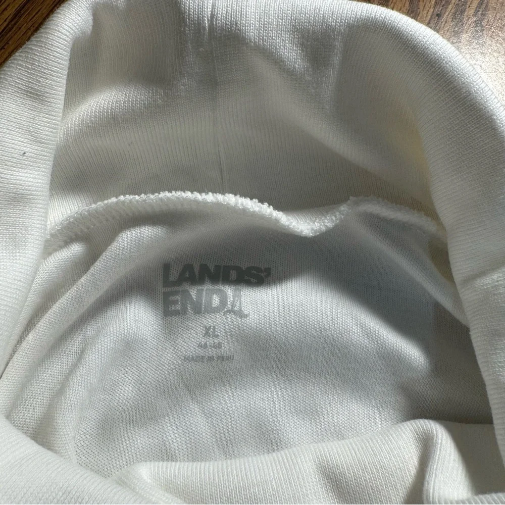 Lands' End White Turtleneck Sweater Soft Knit Classic.‎ Size XL
